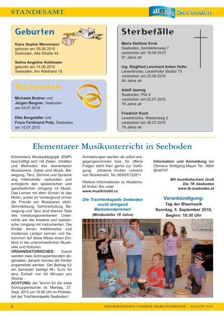 Zeitung8_2010_GemSeeboden_Layout 1 - Marktgemeinde Seeboden