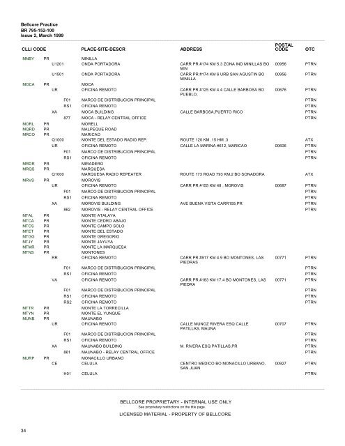 CLLI(TM) Codes - U.S. Outlying and Pacific Ocean Territories