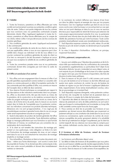 CONDITIONS GÉNÉRALES DE VENTE, PDF-Download - DST ...