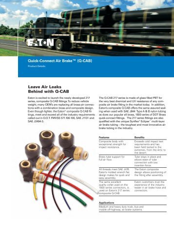 Quick-Connect Air-Brake, Q-CAB fittings - Eaton Corporation