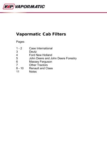 Vapormatic Cab Filters