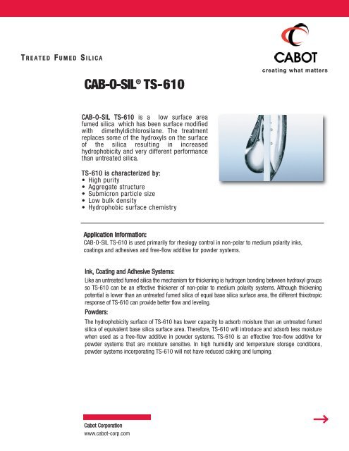 CAB-O-SIL® TS-610 - Cabot Corporation
