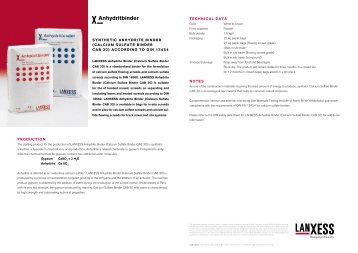 calcium sulfate binder - LANXESS Anhydrit