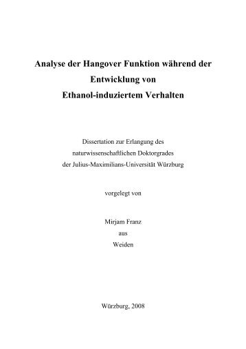 Analyse der Hangover Funktion während der Entwicklung von ...