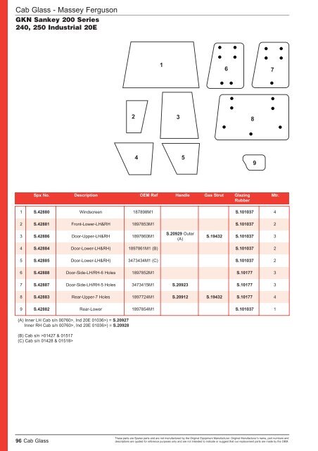 Tractor Cab Spare Parts - Sparex