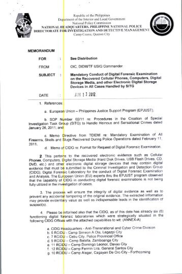 Mandatory Conduct of Digital Forensic Examination on the - DIDM ...