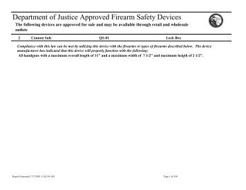 Devices - Approved Firearm Safety Devices - Department of Justice