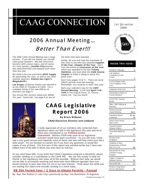 CAAG CONNECTION - Conditioned Air Association of Georgia