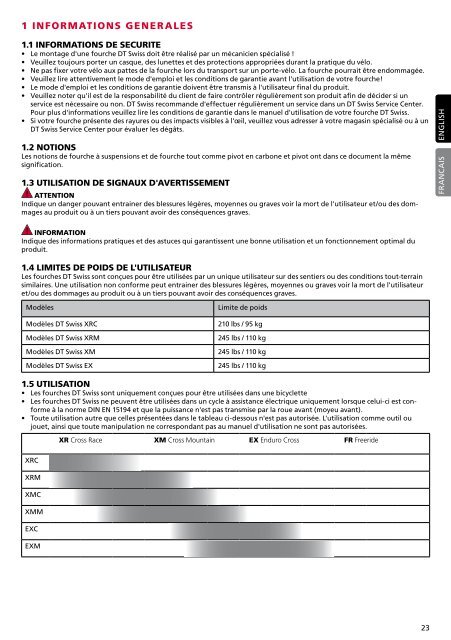 instruction manual and warranty rules instructions d ... - DT Swiss