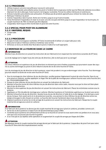 instruction manual and warranty rules instructions d ... - DT Swiss