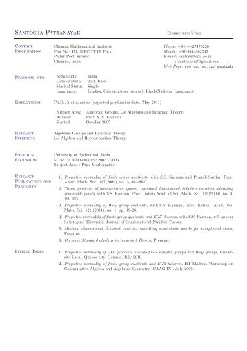 My CV - Chennai Mathematical Institute