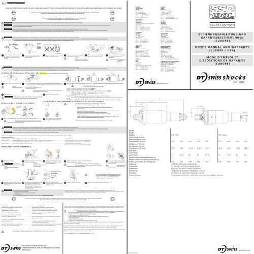 europa) user's manual and warranty (europe / usa) - DT Swiss