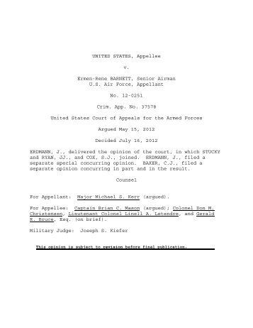 U.S. v. Barnett - United States Court of Appeals for the Armed Forces