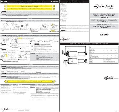 Amortisseurs DT Swiss - EX200 manuel d'utilisation (PDF