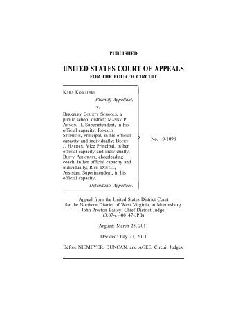 Kowalski v. Berkeley County Schools - United States Court of ...