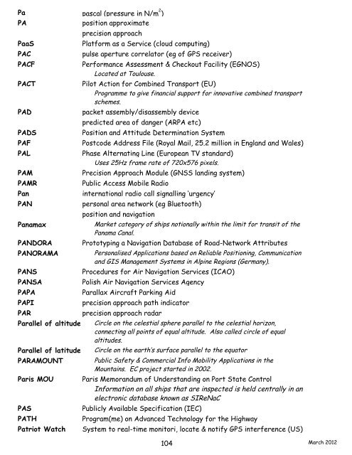 navigation acronyms, abbreviations and definitions - International ...