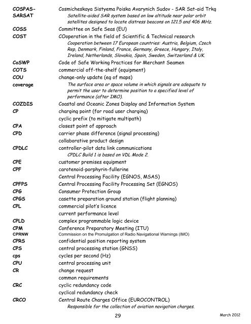 navigation acronyms, abbreviations and definitions - International ...