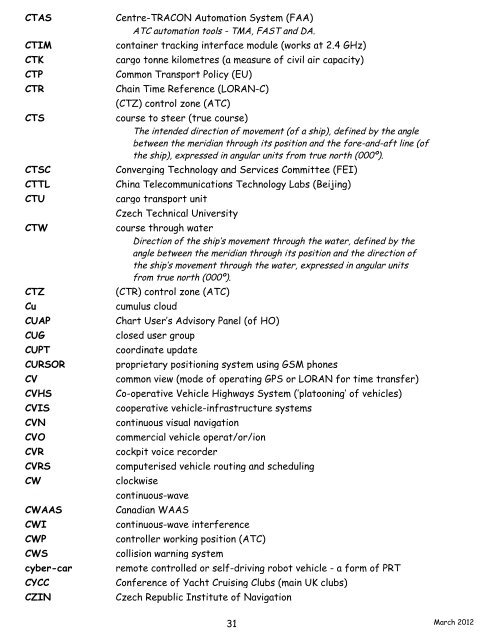 navigation acronyms, abbreviations and definitions - International ...