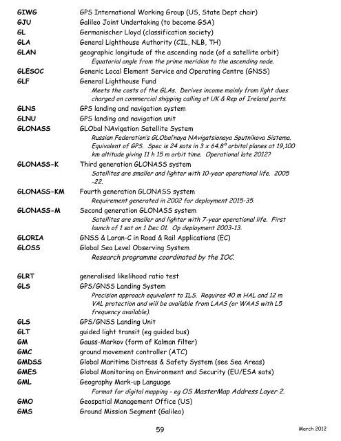 navigation acronyms, abbreviations and definitions - International ...