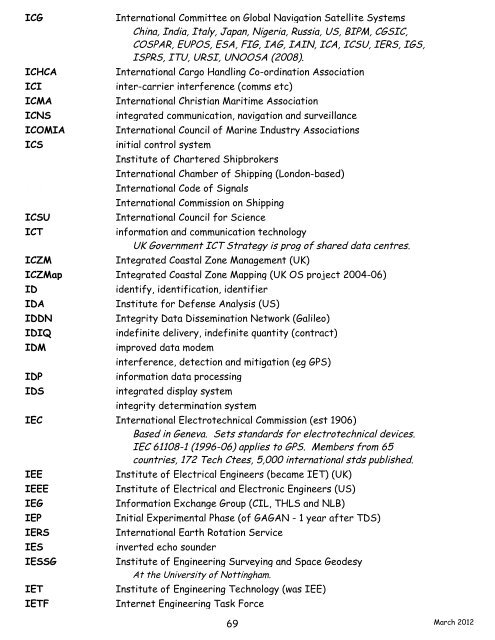 navigation acronyms, abbreviations and definitions - International ...