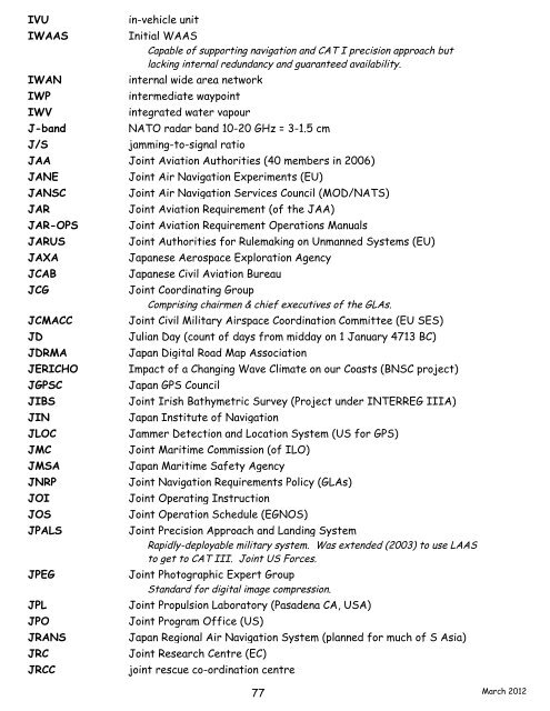 navigation acronyms, abbreviations and definitions - International ...