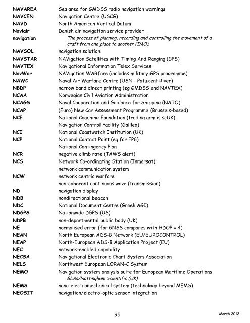 navigation acronyms, abbreviations and definitions - International ...