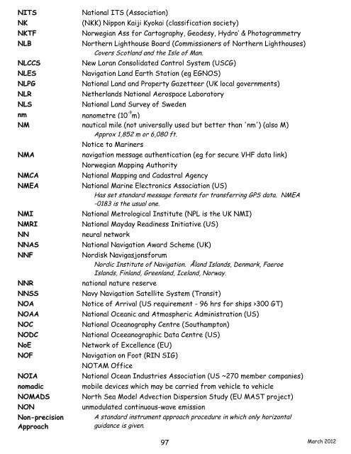 navigation acronyms, abbreviations and definitions - International ...