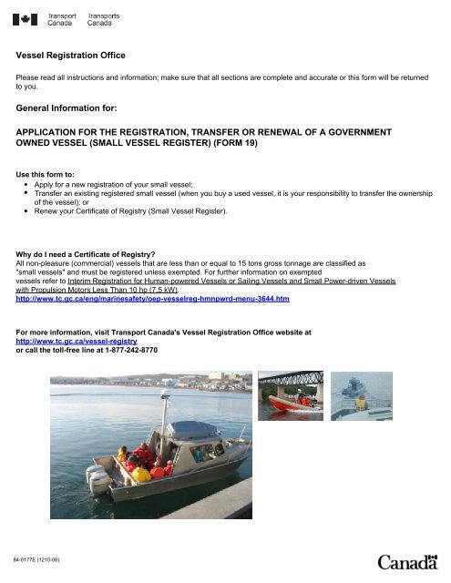 form 19 - Transports Canada