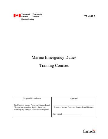 MARINE EMERGENCY DUTIES - Transport Canada