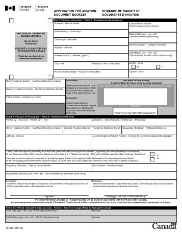 formulaire de demande de carnet - Transports Canada