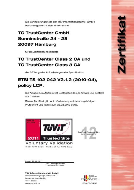 TC TrustCenter GmbH Sonninstraße 24 - 28 20097 ... - TÜViT