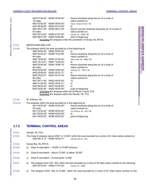 Designated Airspace Handbook - Nav Canada