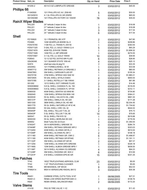 Price List - MOVE LIST - Flamingo Oil Company