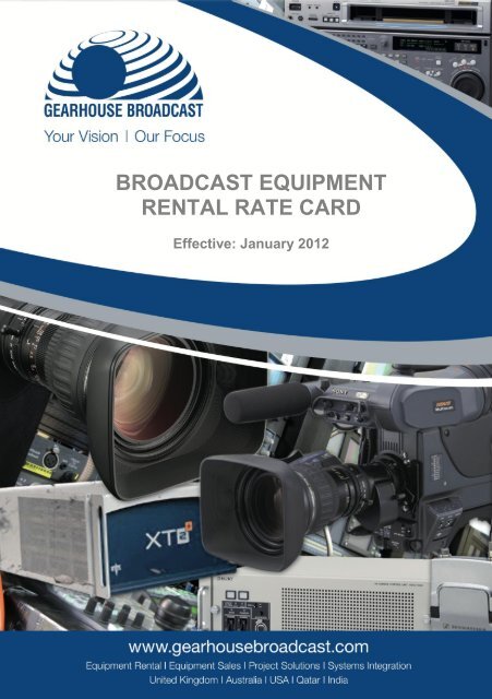 Broadcast equipment rental rate card - broadcasting - Gearhouse
