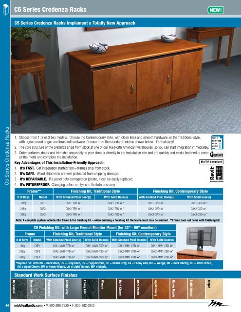 C5 Series Credenza Racks Middle Atlantic Products Inc