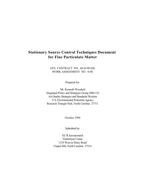 Stationary Source Control Techniques Document for Fine Particulate ...