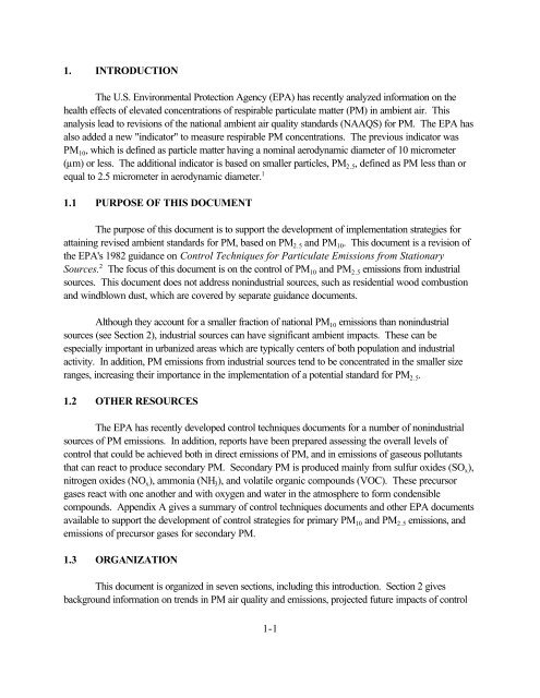 Stationary Source Control Techniques Document for Fine Particulate ...