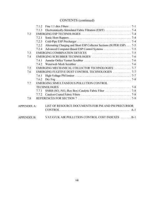 Stationary Source Control Techniques Document for Fine Particulate ...