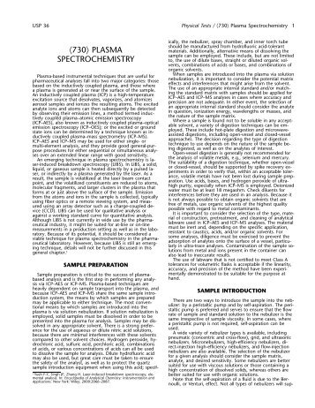 〈730〉 PLASMA SPECTROCHEMISTRY