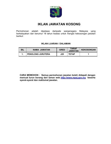 Iklan Pengisian Jawatan Kenaikan Pangkat - Kementerian 