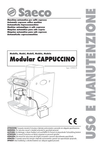 USO E MANUTENZIONE Modular CAPPUCCINO - Machines à café ...