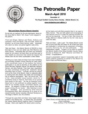 The Petronella Paper March-April 2010 - RSCDS - Atlanta Branch