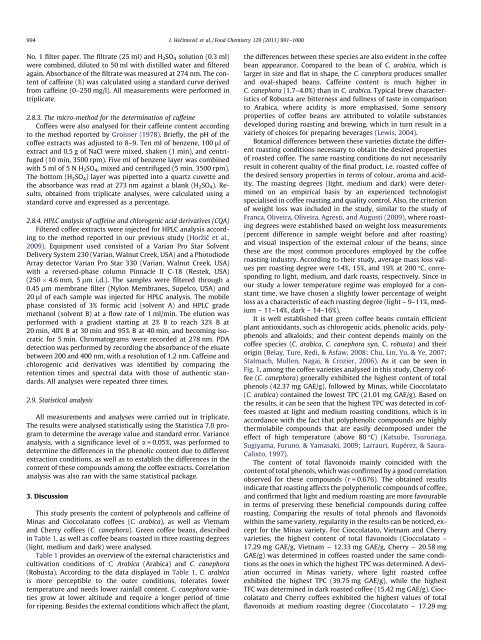 Comparative study of polyphenols and caffeine in different coffee ...