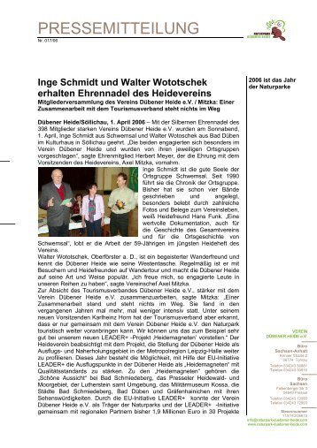 Inge Schmidt und Walter Wototschek erhalten Ehrennadel des