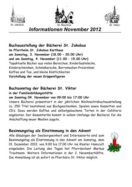Informationen November 2012 - St. Mauritius Hausdülmen