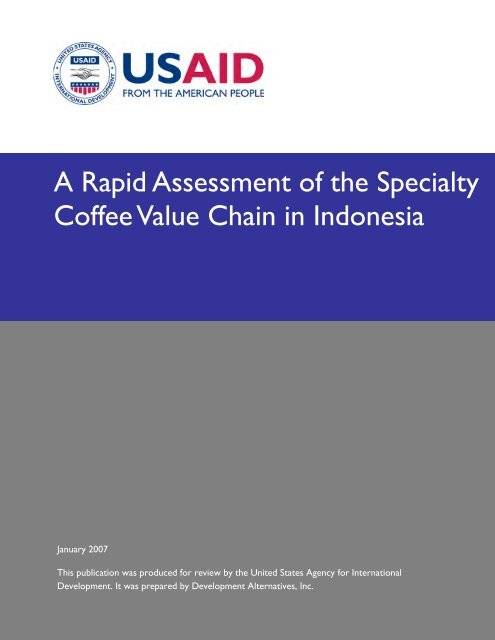 A Rapid Assessment of the Specialty Coffee Value Chain in ... - usaid