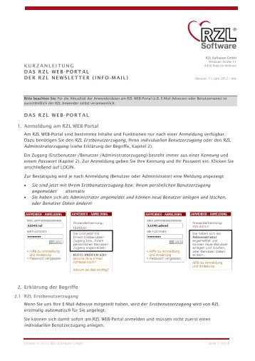 Anleitung zum RZL WEB-Portal - RZL Software GmbH