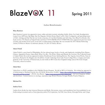 Author Bios Spring 11.pdf - BlazeVOX