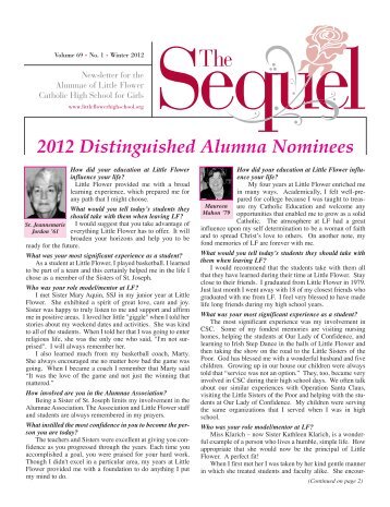 2012 Distinguished Alumna Nominees - Little Flower Catholic High ...