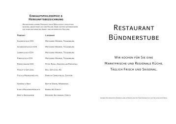 Restaurant Bündnerstube - Mövenpick Restaurants